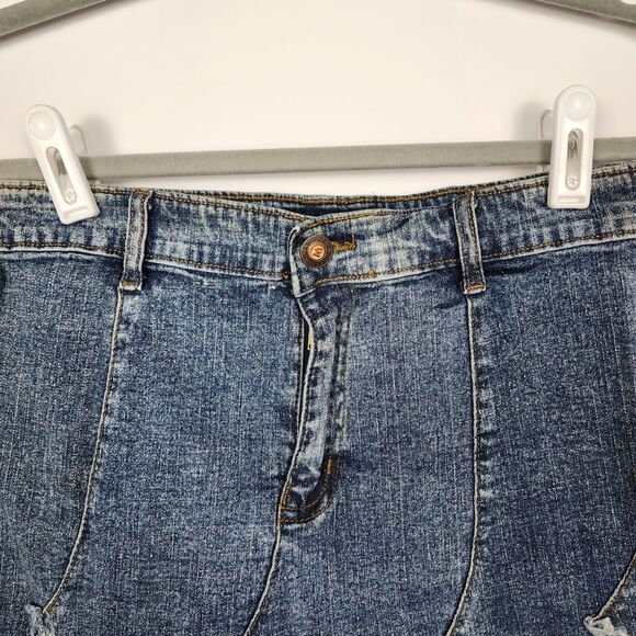 Mariposa Jeans Y2K Pleated Lace Denim Midi Skirt Size Medium - Picture 3 of 13